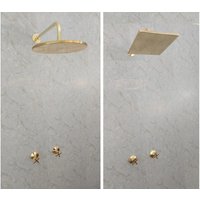 An Der Wand Befestigtes Duschhahn-Set Mit Einfachem Duscharm - Nicht Lackiertes Messing-Duschsystem von MetalWorksMorocco