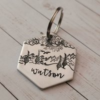 Newport - Dog Tag, Katzenmarke, Meer, Strandszene, Bäume, Vögel, Maui Küste, Küste Vonck Oregon, Sonnenuntergang, Strong, Lahaina, Hundehalsband von MetalheadsBoutique