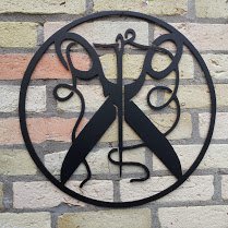 Metall-Design-Dithmarschen Schneider, das Zunftzeichen H=40cm-90cm aus Stahl Handwerk, Schere, Faden, Stoffe, Stahl (60cm) von Metall-Design-Dithmarschen
