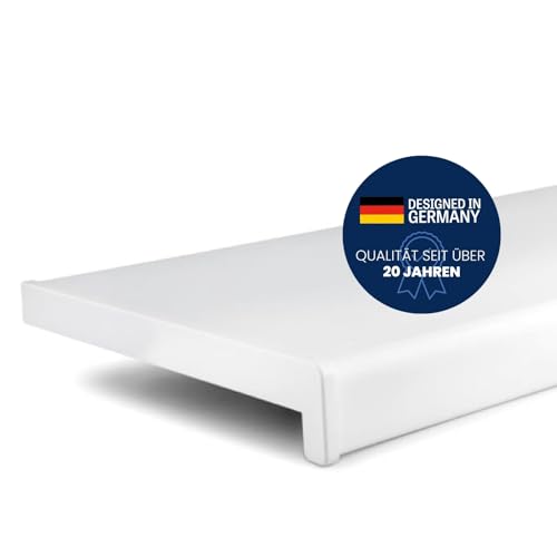 TJ Fensterbank Innen Kunststoff Weiß 600x300 mm/Fensterbank inkl. Seitenabschluss/PVC Fensterbank nach Maß/Fensterbank Innen kratzfest und feuchtigkeitsundurchlässig von Metall- & Kunststoffhandel Thomas Jäkel