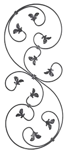 MetallWeb® Schmiedeeisen-Ornament für Geländer, Leichtbarock-Design, Flachstahl, glatt, ≠ 12 x 6 mm, 350 x 860 mm von MetallWeb