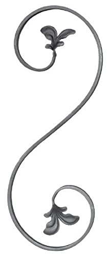 MetallWeb® Schmiedeeisen-S-Schnörkel 2er-Pack, Leichtbarock, Flachstahl, glatt, ≠ 12 x 6 mm, 150 x 400 mm von MetallWeb