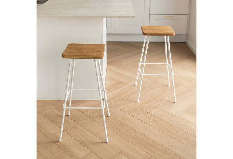 Metallbude Barhocker BARNI, hochwertiges, stabiles Metallgestell, Sitzfläche aus Eichenholz von Metallbude