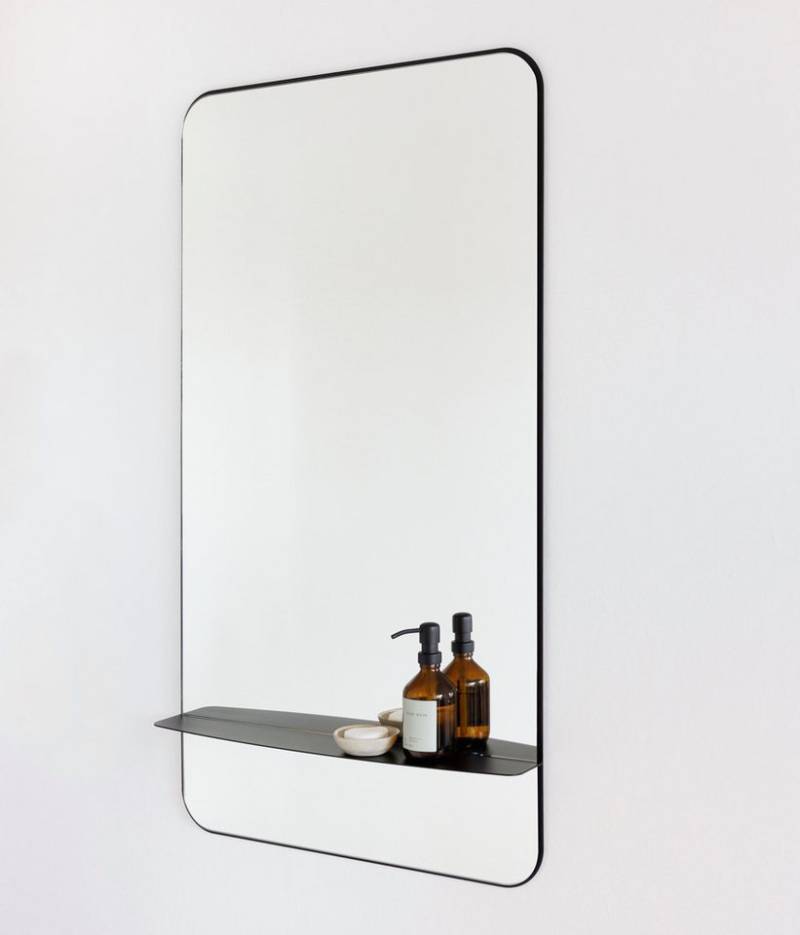 Metallbude Wandspiegel CALEO, dekorative Ablagefläche, abgerundeteter Rahmen, 110 x 60 x 10 cm von Metallbude