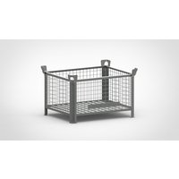 HESON® Industrie-Gitterbox, Wände feststehend, lackiert, HxBxT 600 x 1.000 x 800 mm, mausgrau von HESON®