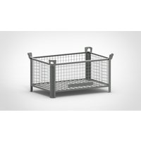 HESON® Industrie-Gitterbox, Wände feststehend, lackiert, HxBxT 600 x 1.200 x 800 mm, mausgrau von HESON®
