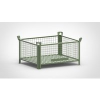 HESON® Industrie-Gitterbox, Wände feststehend, lackiert, HxBxT 600 x 1.200 x 1.000 mm, resedagrün von HESON®