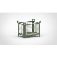 HESON® Industrie-Gitterbox, Wände feststehend, lackiert, HxBxT 600 x 800 x 600 mm, resedagrün von HESON®