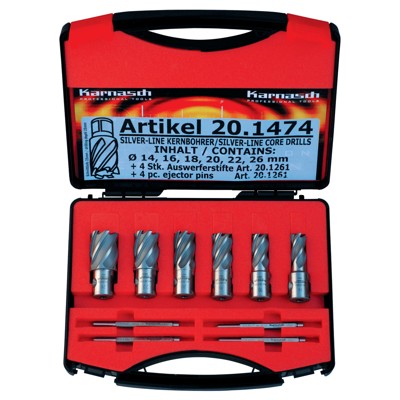 Kernbohrer-Set Silver-Line 25 Ø14/16/18/20/22/26mm Kernbohrer-Set Silver-Line 25 Ø14/16/18/20/22/26mm von Metallkraft