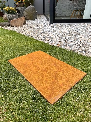 Trittplatte, Wegplatte Garten 40 x 60 cm Cortenstahl Gehwegplatte für Rasen von Metalltechnik Dermbach