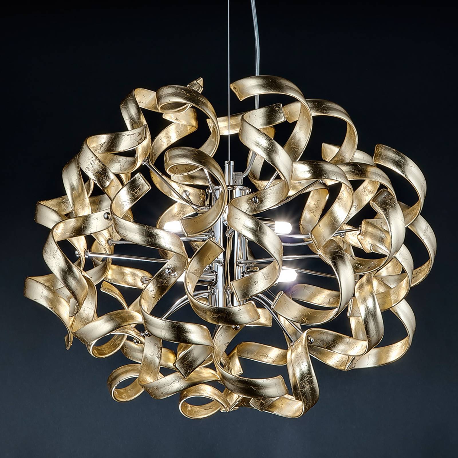 Gold - Hängeleuchte mit Blattgold, 50 cm von Metallux