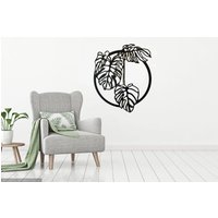Metall Monstera Ausschnitt Wand Kunst Kreis Boho Minimal Decor von Metalmaidcreations