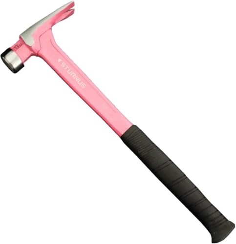 Sturnus Velocity Rip Klauenhammer, 368 g, leichtes Aluminium und ergonomisch, Pro-Grade mit Anti-Vibrationsgriff (glatte Oberfläche, langer Griff) Pink von Metalmark