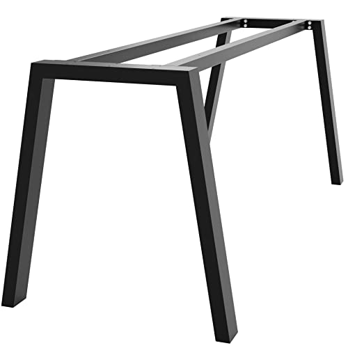 MetaloPro Tischbeine Metall, Schwerlast Stahl Schreibtisch Beine, Tischkufen Schwarz und Schrauben, Bodenschoner, Langlebig Tischgestell für Moderne Couchtisch, Esstisch, Wohnzimmer - 180x70x72 cm von MetaloPro