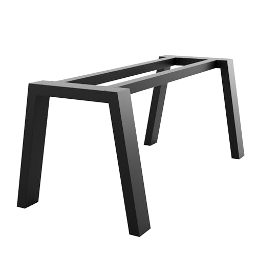 MetaloPro Extreme - Stabile Metall Tischbeine, Schwarz Tischkufen/Tischgestell für Esstisch, Schreibtisch Möbelfüße Beine, Trapez Form, Schwerlast Design für Wohnzimmer und Büro – 160x80x72 cm von MetaloPro