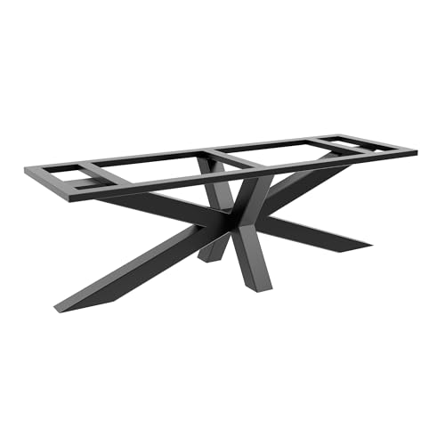 MetaloPro Tischbein – Acamar Frame Extreme | Robustes Spinnenförmiges Metall-Tischgestell | Schwarzer Stahl Industrieller Tischrahmen für Zuhause & Büro | 240x80x76 cm von MetaloPro