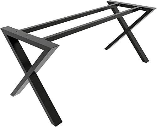 MetaloPro Tischbeine Metall, Schwerlast Stahl Schreibtisch Beine, Tischkufen Schwarz und Schrauben, Bodenschoner, Trapez Tischgestell für Moderne Couchtisch, Esstisch, Wohnzimmertisch – 120x70x72 cm von MetaloPro