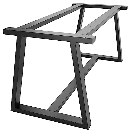 MetaloPro Tischbeine Metall, Schwerlast Stahl Schreibtisch Beine, Tischkufen Schwarz und Schrauben, Bodenschoner, Trapez Tischgestell für Moderne Couchtisch, Esstisch, Wohnzimmertisch – 120x70x72 cm von MetaloPro