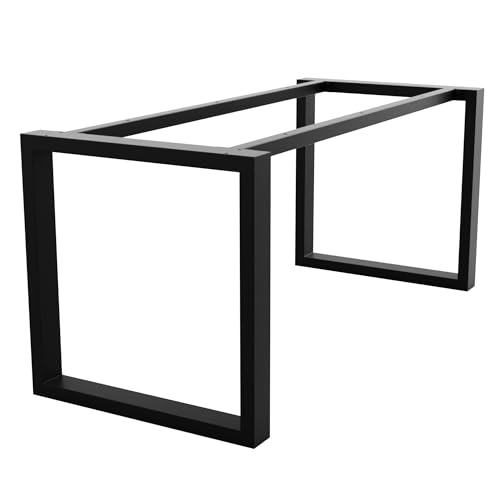 MetaloPro Tischbeine Metall, Schwerlast Stahl Schreibtisch Beine, Tischkufen Schwarz und Schrauben, Bodenschoner, Trapez Tischgestell für Moderne Couchtisch, Esstisch, Wohnzimmertisch – 120x70x72 cm von MetaloPro