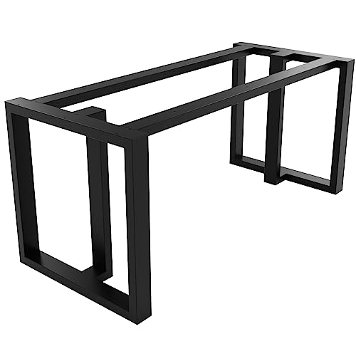 MetaloPro Tischbeine Metall, Schwerlast Stahl Schreibtisch Beine, Tischkufen Schwarz und Schrauben, Bodenschoner, Trapez Tischgestell für Moderne Couchtisch, Esstisch, Wohnzimmertisch – 120x70x72 cm von MetaloPro