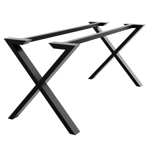 MetaloPro Tischbeine Metall, Schwerlast Stahl Schreibtisch Beine, Tischkufen Schwarz und Schrauben, Bodenschoner, Trapez Tischgestell für Moderne Couchtisch, Esstisch, Wohnzimmertisch – 120x70x72 cm von MetaloPro