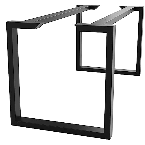 MetaloPro Tischbeine Metall, Schwerlast Stahl Schreibtisch Beine, Tischkufen Schwarz und Schrauben, Bodenschoner, Trapez Tischgestell für Moderne Couchtisch, Esstisch, Wohnzimmertisch – 130x70x72 cm von MetaloPro