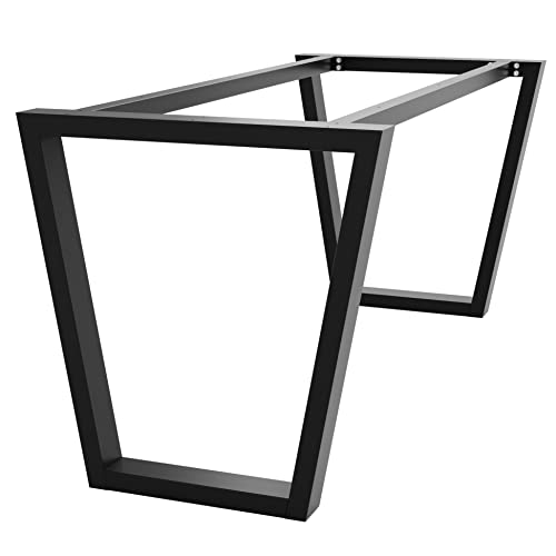 MetaloPro Tischbeine Metall, Schwerlast Stahl Schreibtisch Beine, Tischkufen Schwarz und Schrauben, Bodenschoner, Trapez Tischgestell für Moderne Couchtisch, Esstisch, Wohnzimmertisch – 150x70x72 cm von MetaloPro