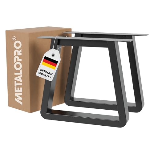 MetaloPro Tischbeine Nemesis Round Lite Extreme – 2X Schwarze Robuste Metallbeine In Abgerundeter Trapezform Für Moderne ESS- Und Arbeitstische Im Minimalistischen Stil von MetaloPro