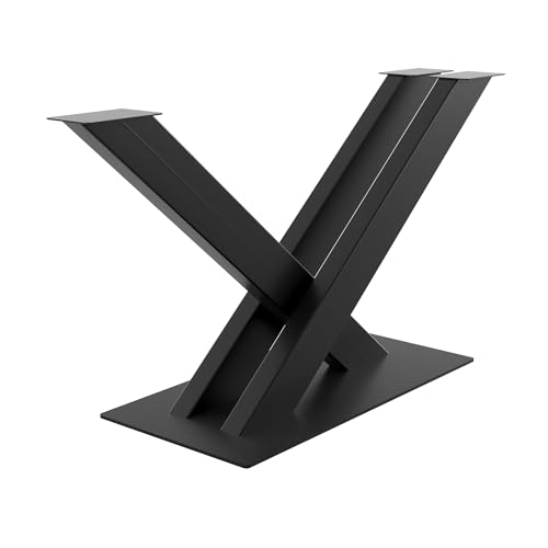 MetaloPro X-Frame Tischgestell, Stabile Metall Tischbeine für Esstisch, Moderne Schwerlast Stahlkonstruktion, Elegante Schwarze Tischkufen mit Bodenschonern, Perfekt für Wohnzimmer oder Büro von MetaloPro