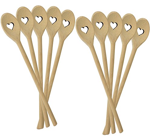 10er SET METALTEX 570300010 Kochlöffel HEART aus Buchenholz mit Herz-Ausschnitt/Backzubehör/Kochzubehör von Metaltex