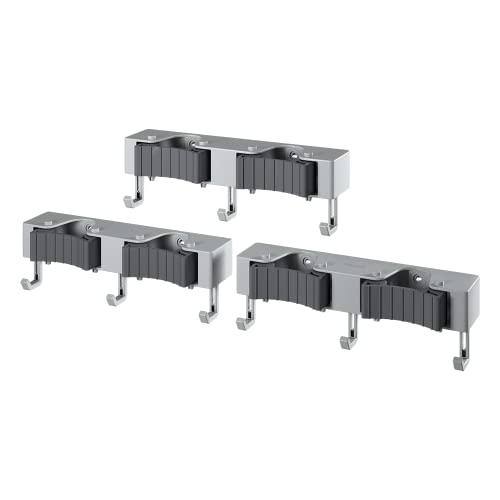 Metaltex Hang-up 6 Klemmleiste Besenhalterung, Gerätehalter mit 3 Haken, 3er Set von Metaltex