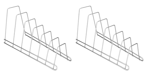Metaltex Cricket Set mit 2 Deckelhalter für je 6 Plätze, Küchenorganizer mit horizontalem Deckelhalter und Schneidebrett aus Holz zum Schneiden und Servieren, Deckelhalter aus Draht. von Metaltex
