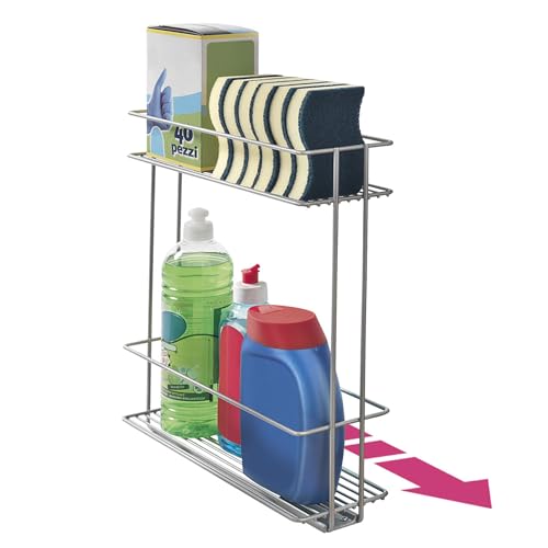 Metaltex In&out XL-Organizer für die Reinigung, Grau metallisch, 11 x 38 x 34 cm von Metaltex
