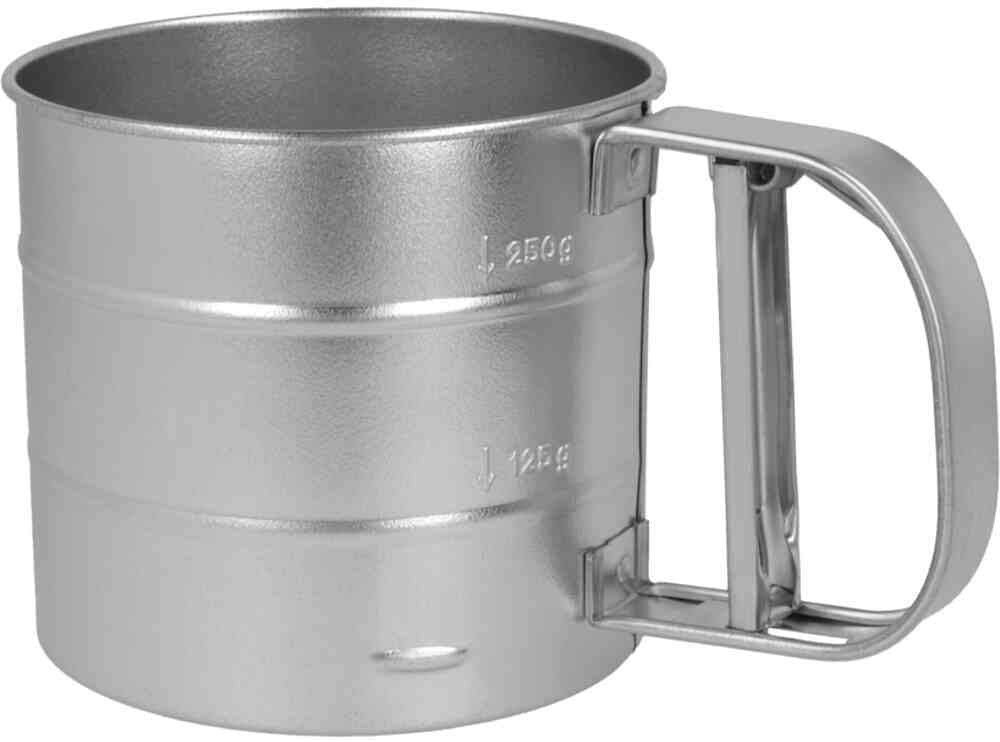 Metaltex Küchensieb Mehlschüttelsieb 10 cm mit Einhand-Mechanismus / Weißblech, (1-St) von Metaltex