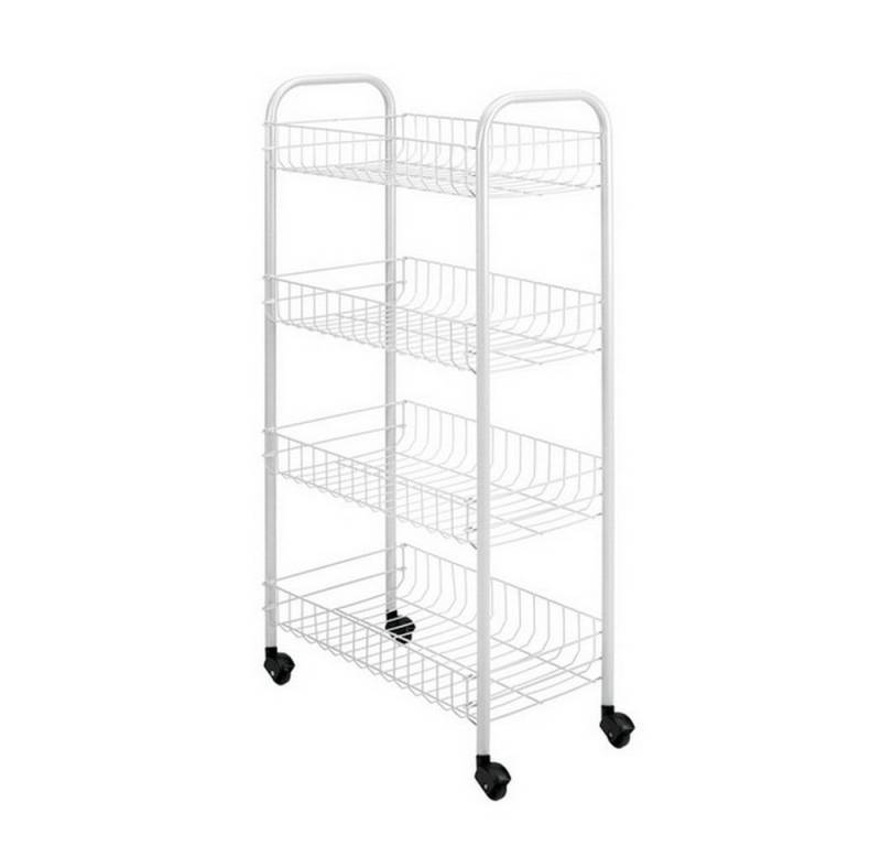 Metaltex Servierwagen fahrbarer Allzweckwagen PISA mit 4 Lenkrollen Küchenwagen Ablage, (aus beschichtetem, stabilem Draht), Größe: 41 x 23 x 84 cm (BxTxH), 4 Ablagefächer von Metaltex