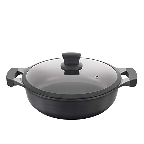 Metaltex XPERT - Low Cast Aluminum Casserole 30 cm with Tempered Glass Lid von Metaltex