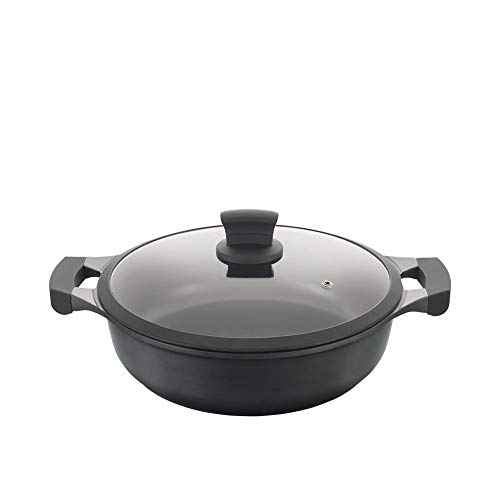 Metaltex XPERT - Low Cast Aluminum Casserole 26 cm with Tempered Glass Lid von Metaltex