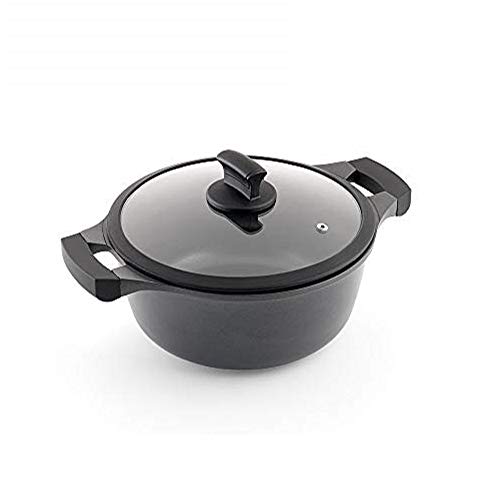 Metaltex XPERT - Deep Cast Aluminum Casserole 20 cm with Tempered Glass Lid von Metaltex