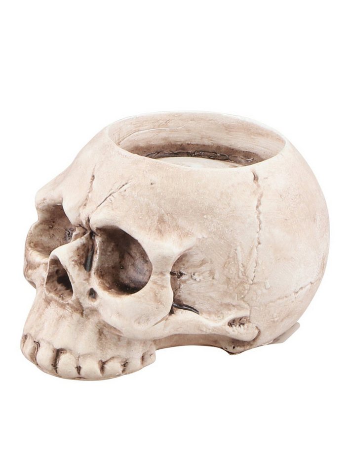 CHAKS Dekofigur Schädel Kerzenhalter - Horror Halloween Deko, Helles Köpfchen, dass schon zu Lebzeiten eine große Leuchte war CHAKS Dekofigur Schädel Kerzenhalter - Horror Halloween Deko, Helles Köpfchen, dass schon zu Lebzeiten eine große Leuchte war von CHAKS