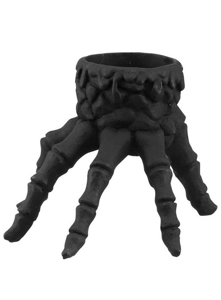Metamorph Dekoobjekt Schwarze Skeletthand Kerzenhalter von Metamorph