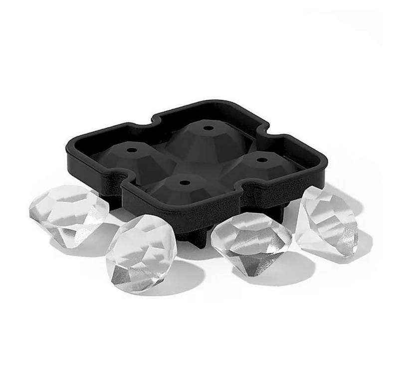Metamorph Eiswürfelform Diamant Eiswürfel Silikonform 4-fach, (3-tlg), Mit der Eiswürfelform aus Silikon für vier Diamanten gelingen dir ho von Metamorph