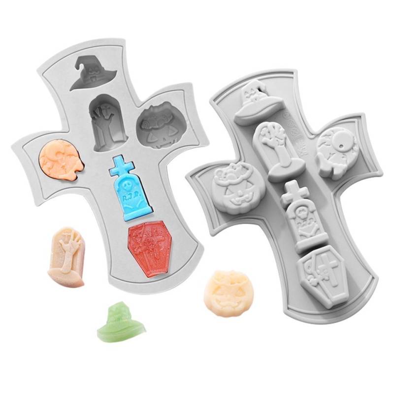 Metamorph Eiswürfelform Halloween Symbole Silikonform 6-fach, Mit der Eiswürfelform aus Silikon für sechs Halloween-Motive gelinge von Metamorph