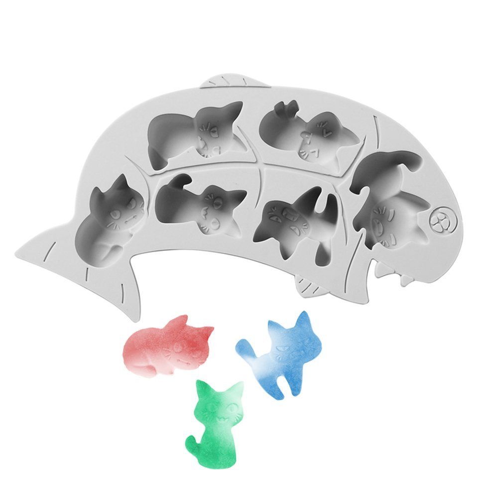 Metamorph Eiswürfelform Katzen Silikonform 6-fach, Mit der Eiswürfelform aus Silikon für sechs süße Kätzchen gelinge von Metamorph