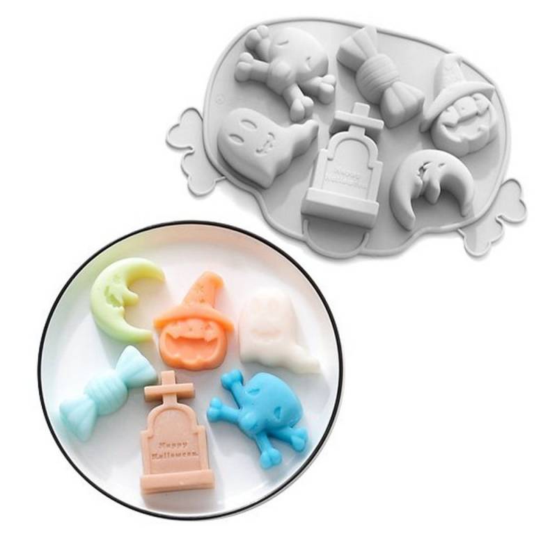 Metamorph Eiswürfelform Lustige Halloween Figuren Silikonform 6-fach, Mit dieser Eiswürfelform aus Silikon für sechs Halloweenfiguren geli von Metamorph