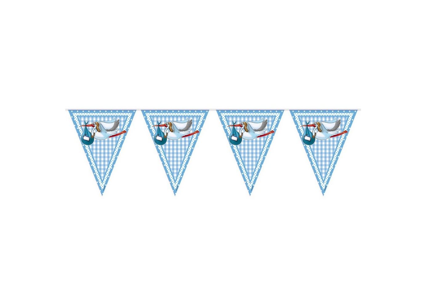 Folat Hängedekoration Storch Baby Wimpelkette blau 10 m, Partydeko für Baby Shower oder Taufparty von Folat