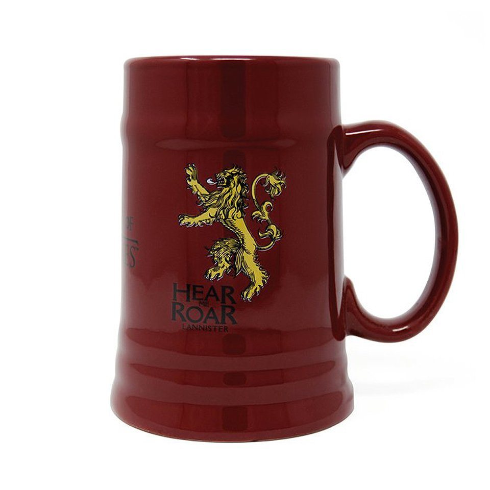 Metamorph Tasse Bierkrug Haus Lannister, Keramik, Hochwertiger Bierkrug mit dem Löwenwappen des Haus Lannister aus Game von Metamorph