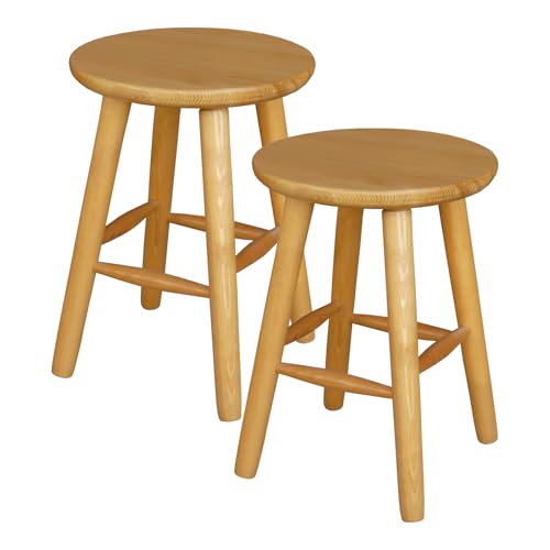 Metdrew Holz-Hocker | Tabouret 32 x 32 x 45 cm | Holz Küchenhocker | runder Holzstuhl| Rustikaler Stil | Kiefernholz | stabil | Farbe: Erle von Metdrew