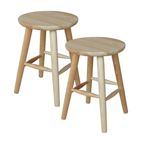 Metdrew Holz-Hocker | Tabouret 32 x 32 x 45 cm | Holz Küchenhocker | runder Holzstuhl| Rustikaler Stil | Kiefernholz | stabil | Farbe: Kiefer Metdrew Holz-Hocker | Tabouret 32 x 32 x 45 cm | Holz Küchenhocker | runder Holzstuhl| Rustikaler Stil | Kiefernholz | stabil | Farbe: Kiefer von Metdrew