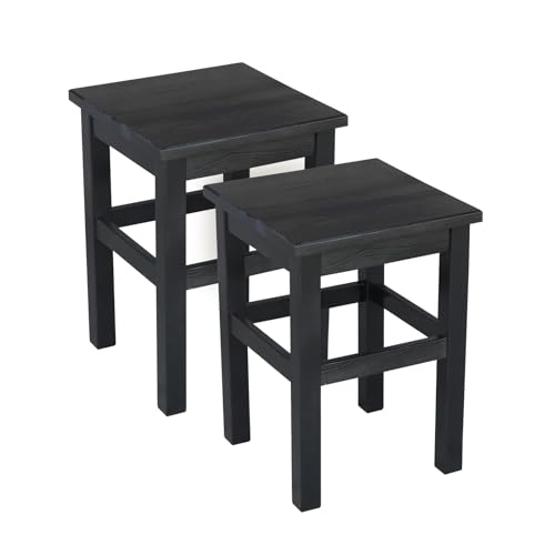 Metdrew Holzhocker | Holzhocker 32 x 32 x 45 cm | Küchenhocker | Quadratischer Hocker | Rustikaler Stil | Einfacher Hocker | Küchenhocker aus Holz | Holzschemel | Farbe: Schwarz | 2 Stück Metdrew Holzhocker | Holzhocker 32 x 32 x 45 cm | Küchenhocker | Quadratischer Hocker | Rustikaler Stil | Einfacher Hocker | Küchenhocker aus Holz | Holzschemel | Farbe: Schwarz | 2 Stück von Metdrew