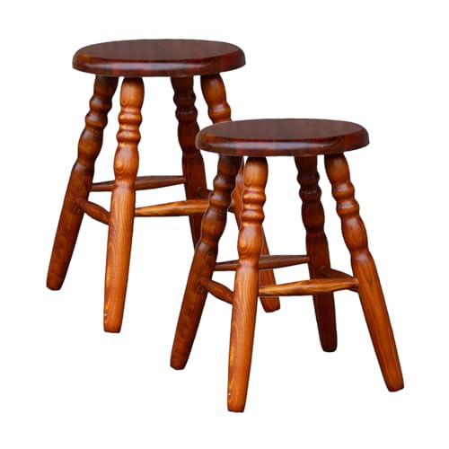 Metdrew Holzhocker | Runder Holzhocker Ø 29 cm | Runder Küchenhocker | rustikaler Stil | runder Hocker | Kiefernholz | 2 Stück | Farbe: Calvados-Holz von Metdrew